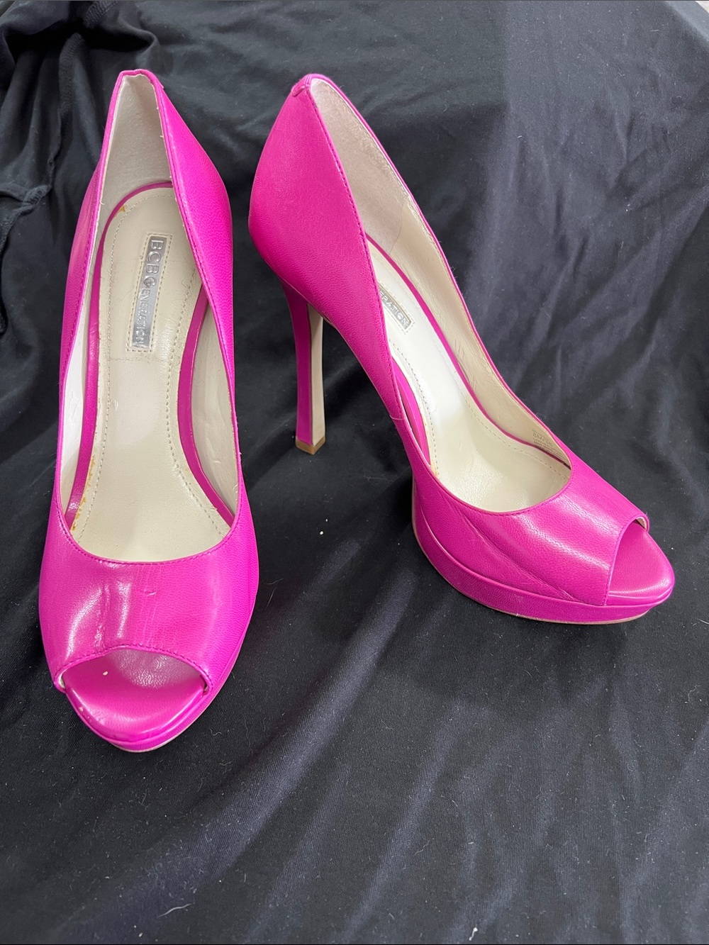 BCBG Bright Pink Peep-Toe High Heels - Women